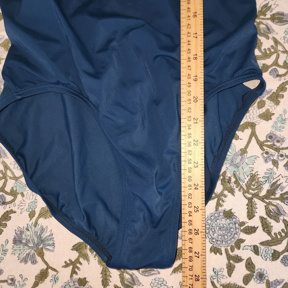 Womens Nike Bathing Suit 12 Teal Blue W Turqouise Trim Swimwear
